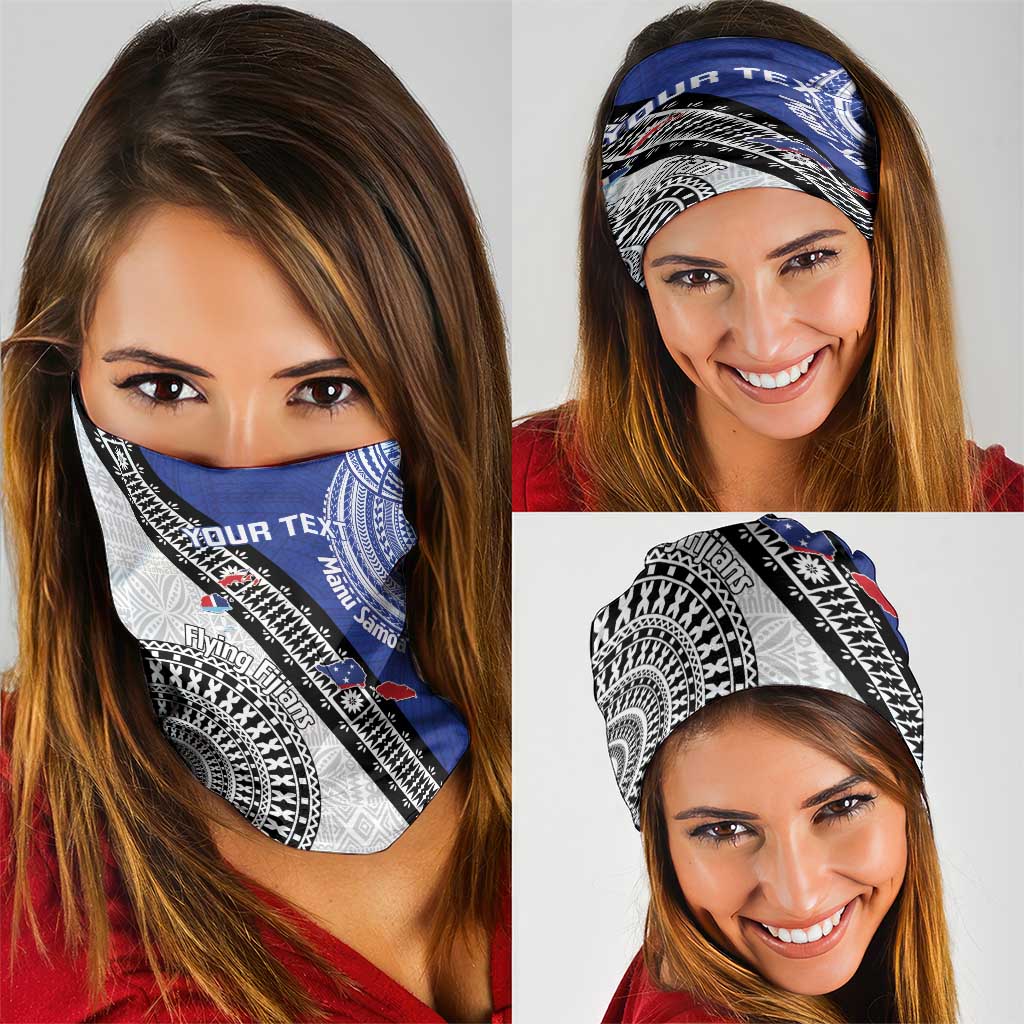 Fiji an Samoa Rugby Custom Neck Gaiter Flying Fijians Manu Samoa Together Pacific - Polynesian Pride