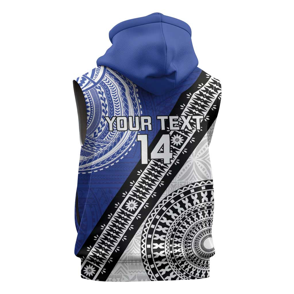 Fiji an Samoa Rugby Custom Sleeveless Zip Hoodie Flying Fijians Manu Samoa Together Pacific - Polynesian Pride