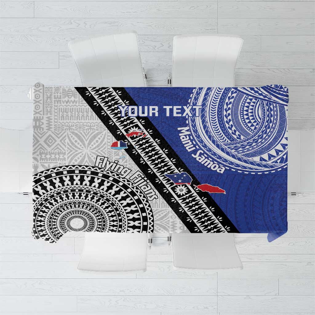 Fiji an Samoa Rugby Custom Tablecloth Flying Fijians Manu Samoa Together Pacific - Polynesian Pride