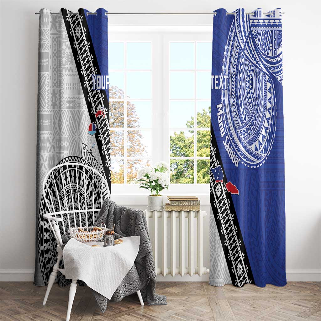 Fiji an Samoa Rugby Custom Window Curtain Flying Fijians Manu Samoa Together Pacific - Polynesian Pride