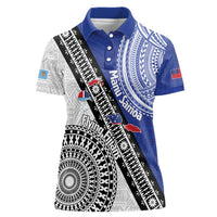 Fiji an Samoa Rugby Custom Women Polo Shirt Flying Fijians Manu Samoa Together Pacific LT14 Female Blue - Polynesian Pride