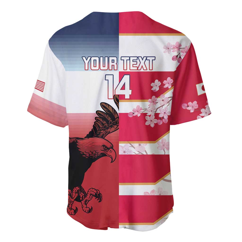 USA and Japan Rugby Custom Baseball Jersey Eagles Brave Blossoms Together Pacific LT14 - Polynesian Pride