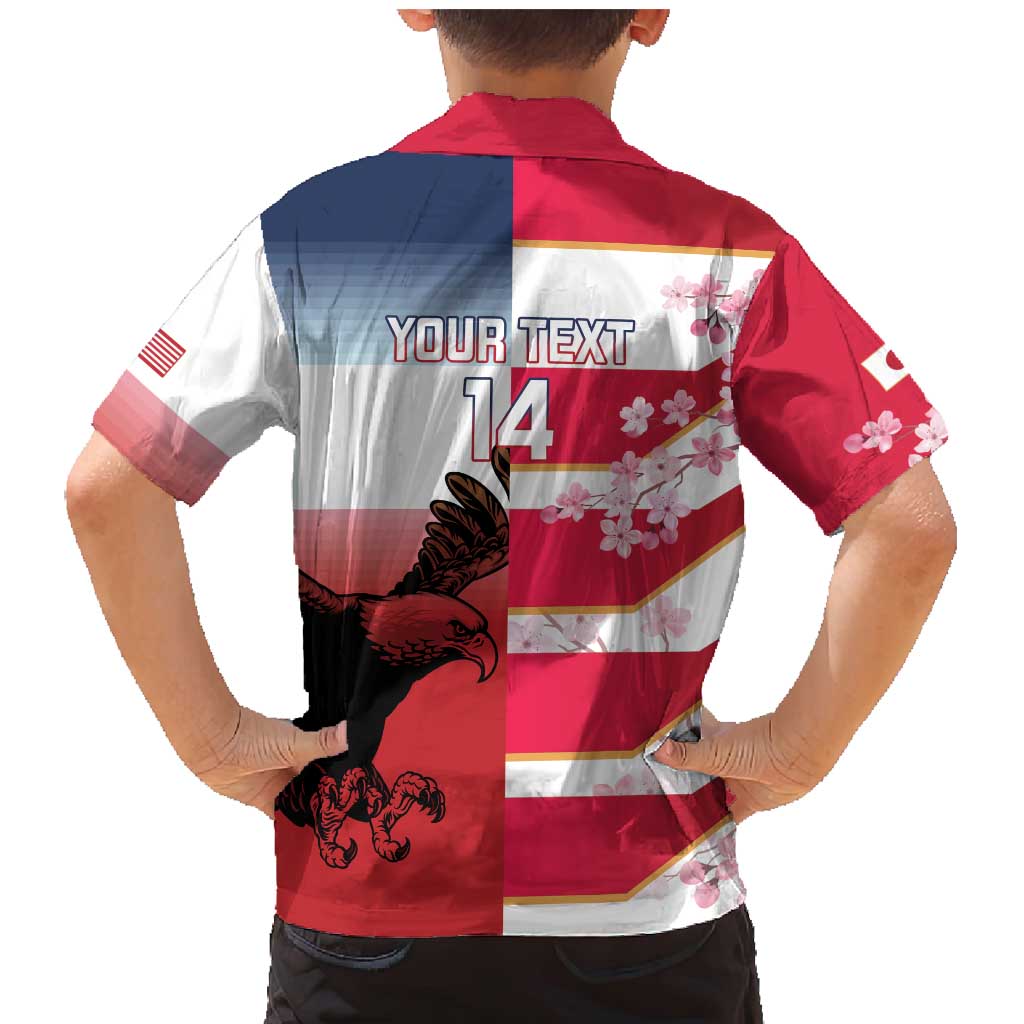 USA and Japan Rugby Custom Family Matching Mermaid Dress and Hawaiian Shirt Eagles Brave Blossoms Together Pacific LT14 - Polynesian Pride