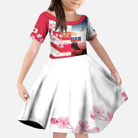 USA and Japan Rugby Custom Family Matching Mermaid Dress and Hawaiian Shirt Eagles Brave Blossoms Together Pacific LT14 Daughter's Dress Red - Polynesian Pride