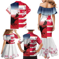 USA and Japan Rugby Custom Family Matching Mermaid Dress and Hawaiian Shirt Eagles Brave Blossoms Together Pacific LT14 - Polynesian Pride