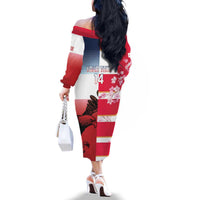 USA and Japan Rugby Custom Family Matching Off The Shoulder Long Sleeve Dress and Hawaiian Shirt Eagles Brave Blossoms Together Pacific LT14 - Polynesian Pride