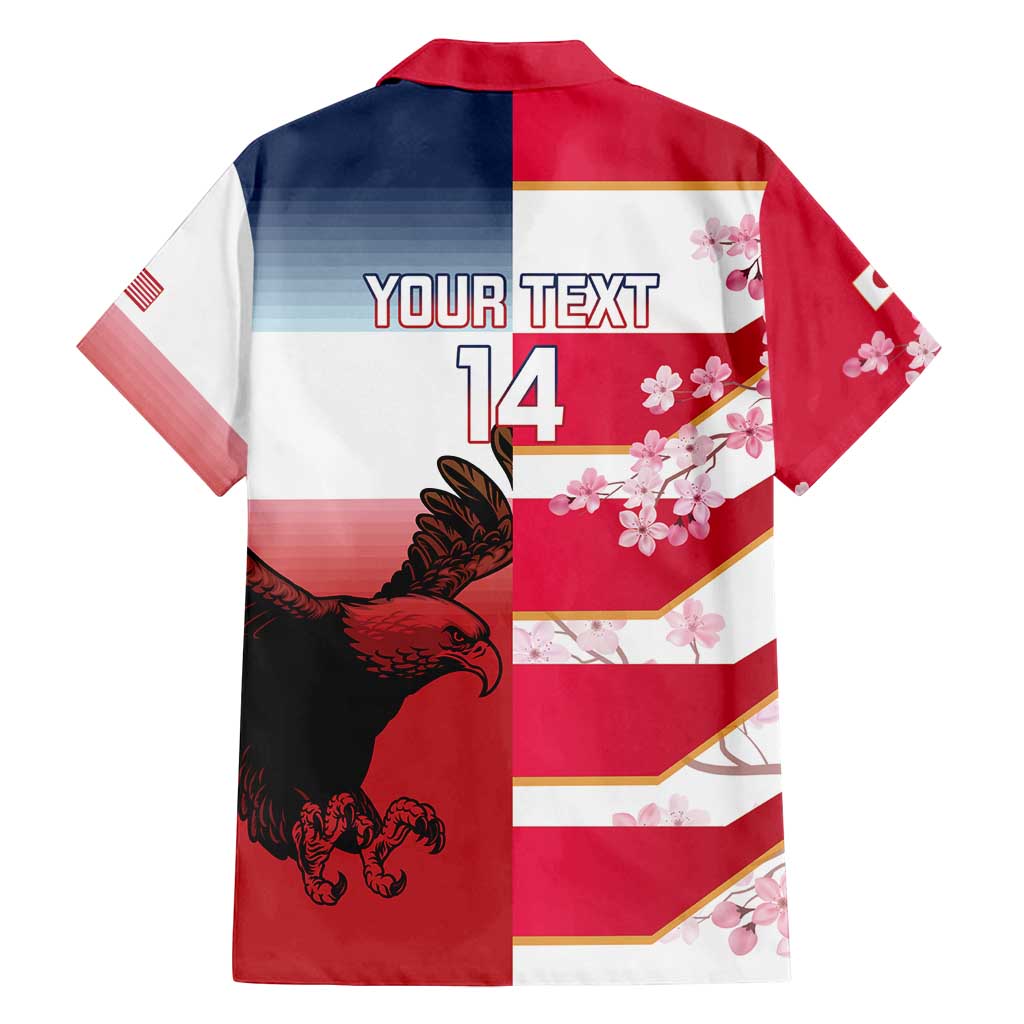 USA and Japan Rugby Custom Family Matching Off Shoulder Short Dress and Hawaiian Shirt Eagles Brave Blossoms Together Pacific LT14 - Polynesian Pride