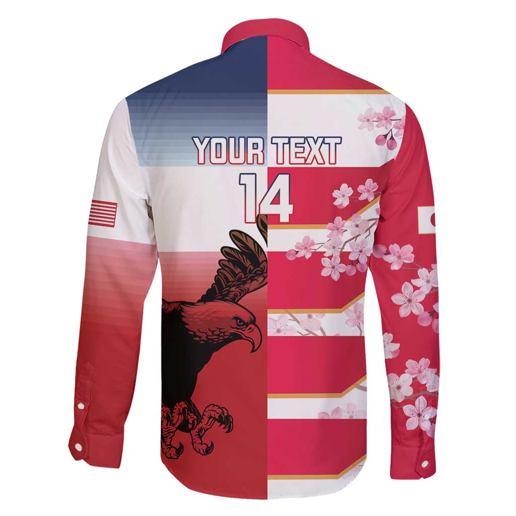 USA and Japan Rugby Custom Family Matching Off Shoulder Short Dress and Hawaiian Shirt Eagles Brave Blossoms Together Pacific LT14 - Polynesian Pride