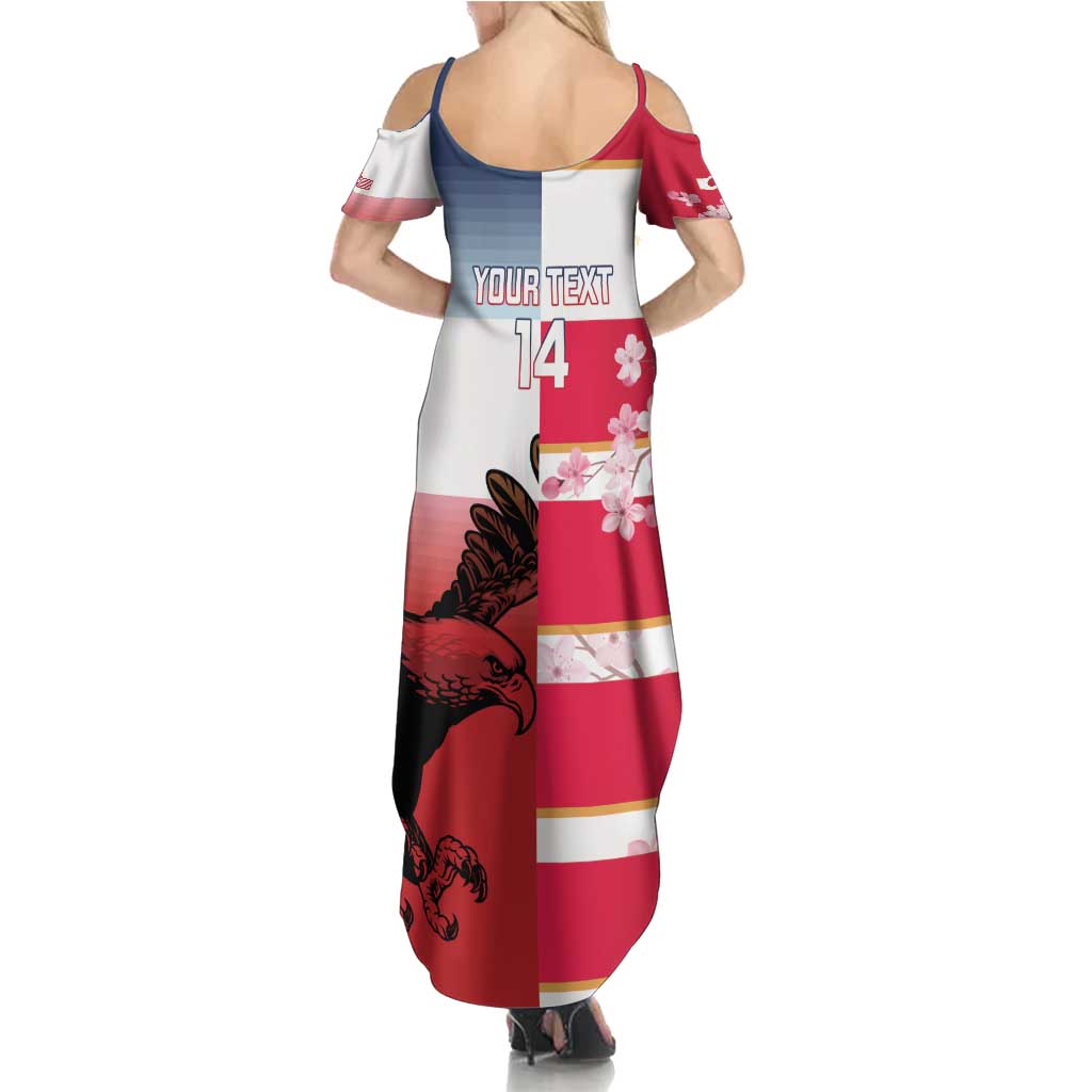 USA and Japan Rugby Custom Family Matching Summer Maxi Dress and Hawaiian Shirt Eagles Brave Blossoms Together Pacific LT14 - Polynesian Pride