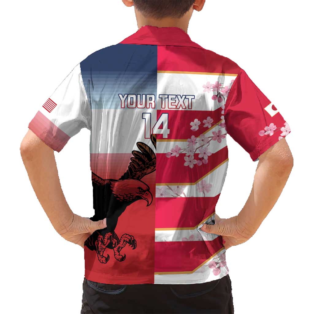 USA and Japan Rugby Custom Family Matching Tank Maxi Dress and Hawaiian Shirt Eagles Brave Blossoms Together Pacific LT14 - Polynesian Pride