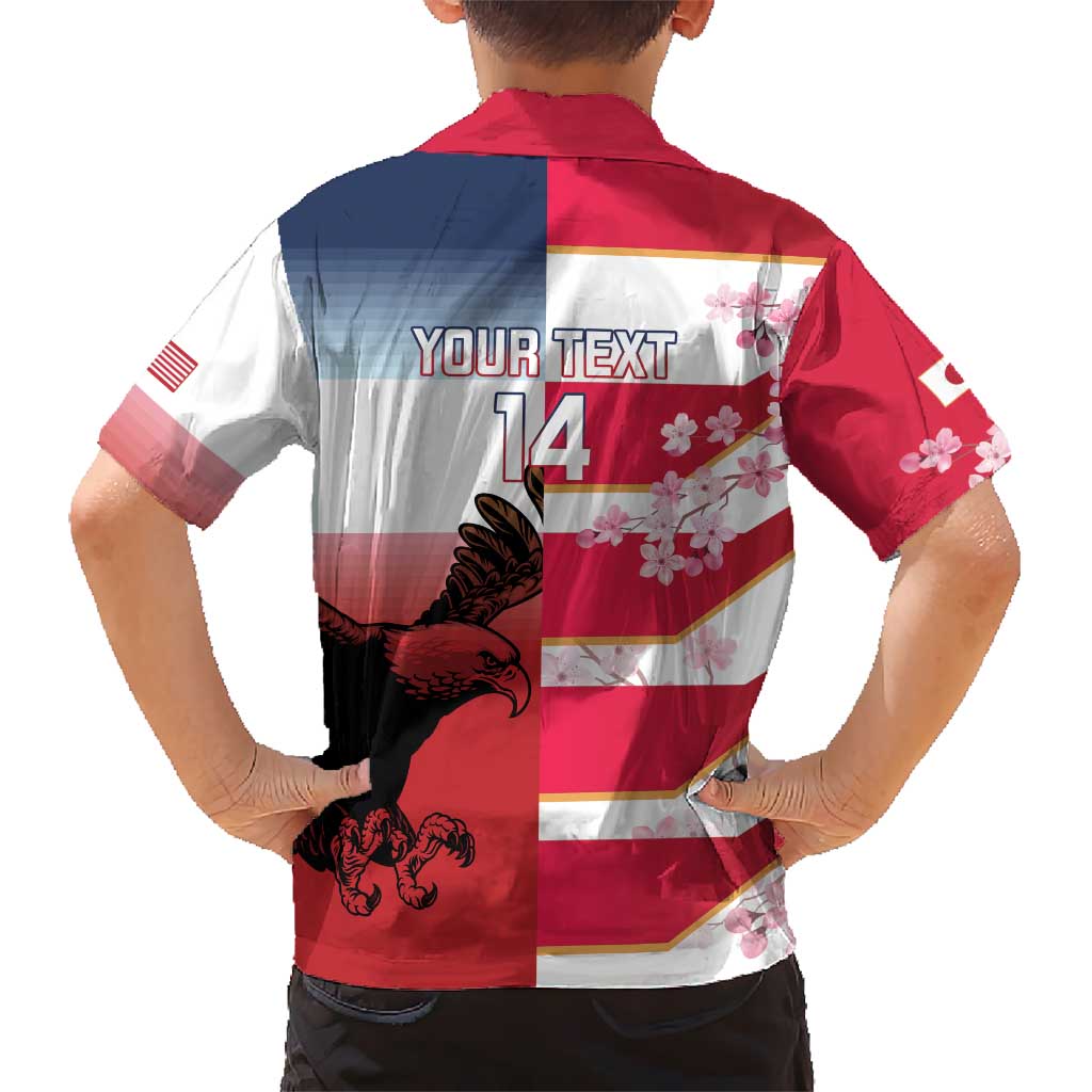 USA and Japan Rugby Custom Hawaiian Shirt Eagles Brave Blossoms Together Pacific - Polynesian Pride