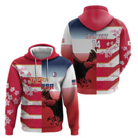 USA and Japan Rugby Custom Hoodie Eagles Brave Blossoms Together Pacific - Polynesian Pride