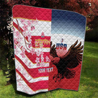 USA and Japan Rugby Custom Quilt Eagles Brave Blossoms Together Pacific - Polynesian Pride