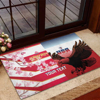 USA and Japan Rugby Custom Rubber Doormat Eagles Brave Blossoms Together Pacific - Polynesian Pride