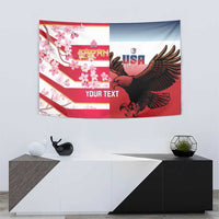 USA and Japan Rugby Custom Tapestry Eagles Brave Blossoms Together Pacific - Polynesian Pride