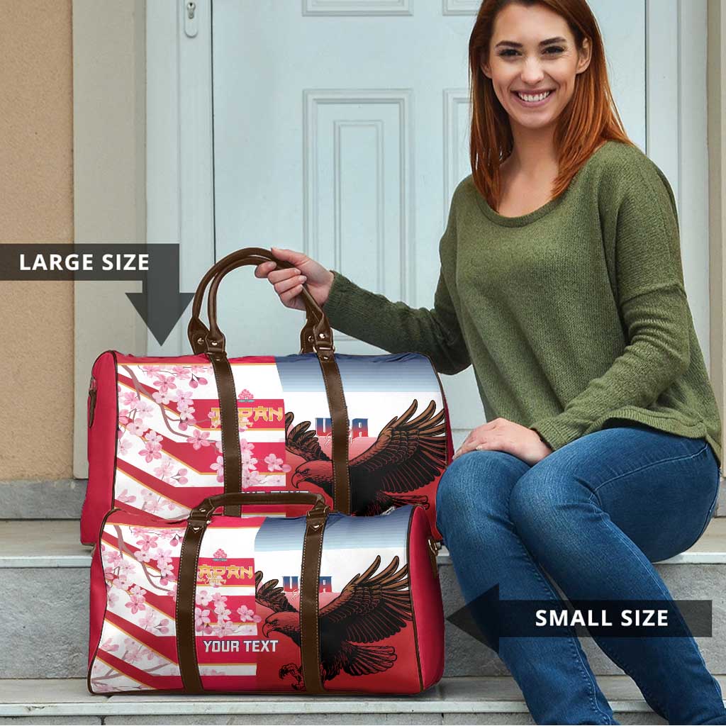 USA and Japan Rugby Custom Travel Bag Eagles Brave Blossoms Together Pacific - Polynesian Pride