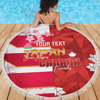 Canada and Japan Rugby Custom Beach Blanket Canucks Brave Blossoms Together Pacific - Polynesian Pride