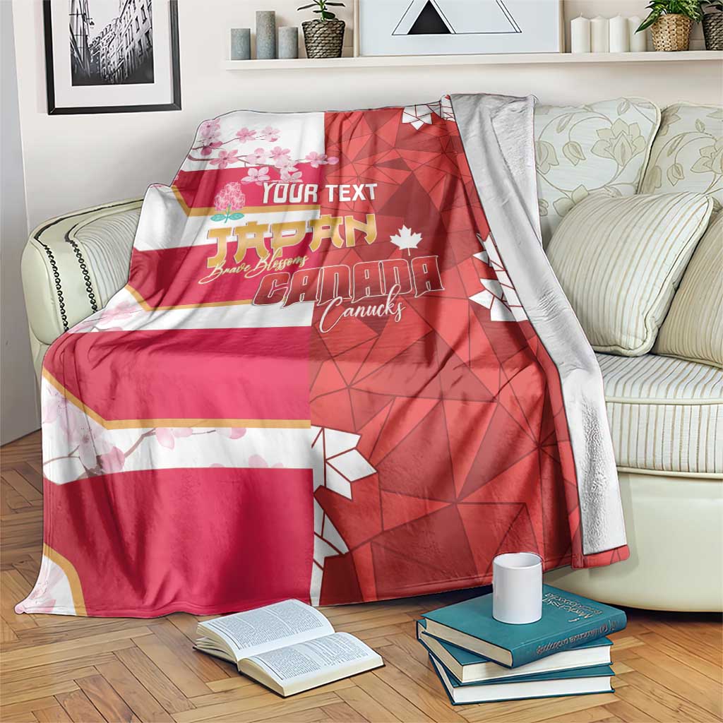 Canada and Japan Rugby Custom Blanket Canucks Brave Blossoms Together Pacific - Polynesian Pride