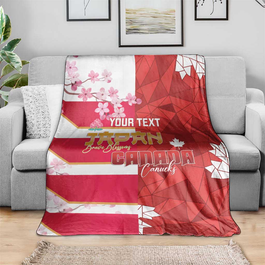 Canada and Japan Rugby Custom Blanket Canucks Brave Blossoms Together Pacific - Polynesian Pride