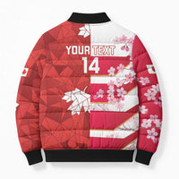 Canada and Japan Rugby Custom Bomber Puffer Jacket Canucks Brave Blossoms Together Pacific - Polynesian Pride