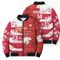 Canada and Japan Rugby Custom Bomber Puffer Jacket Canucks Brave Blossoms Together Pacific - Polynesian Pride