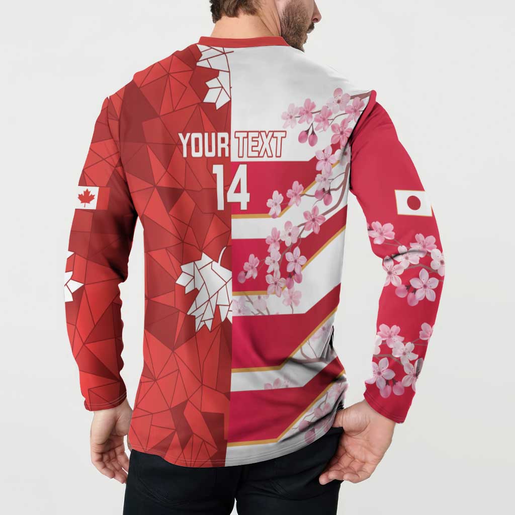 Canada and Japan Rugby Custom Button Sweatshirt Canucks Brave Blossoms Together Pacific - Polynesian Pride
