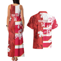 Canada and Japan Rugby Custom Couples Matching Tank Maxi Dress and Hawaiian Shirt Canucks Brave Blossoms Together Pacific - Polynesian Pride