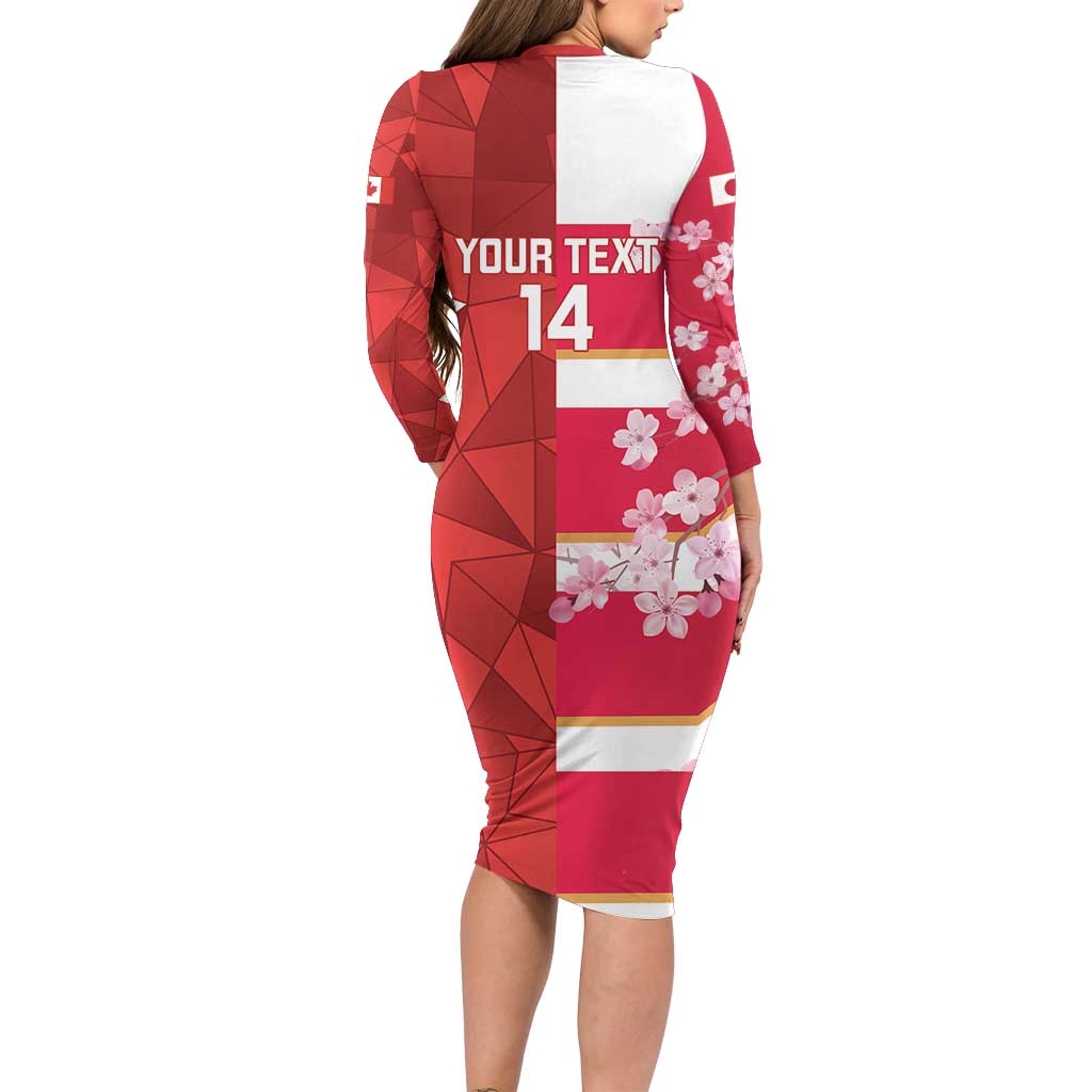 Canada and Japan Rugby Custom Family Matching Long Sleeve Bodycon Dress and Hawaiian Shirt Canucks Brave Blossoms Together Pacific LT14 - Polynesian Pride