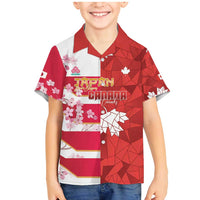 Canada and Japan Rugby Custom Family Matching Mermaid Dress and Hawaiian Shirt Canucks Brave Blossoms Together Pacific LT14 Son's Shirt Red - Polynesian Pride