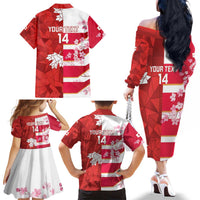 Canada and Japan Rugby Custom Family Matching Off The Shoulder Long Sleeve Dress and Hawaiian Shirt Canucks Brave Blossoms Together Pacific LT14 - Polynesian Pride