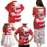 Canada and Japan Rugby Custom Family Matching Puletasi and Hawaiian Shirt Canucks Brave Blossoms Together Pacific - Polynesian Pride