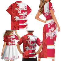 Canada and Japan Rugby Custom Family Matching Short Sleeve Bodycon Dress and Hawaiian Shirt Canucks Brave Blossoms Together Pacific LT14 - Polynesian Pride