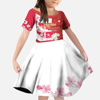 Canada and Japan Rugby Custom Family Matching Tank Maxi Dress and Hawaiian Shirt Canucks Brave Blossoms Together Pacific LT14 Daughter's Dress Red - Polynesian Pride