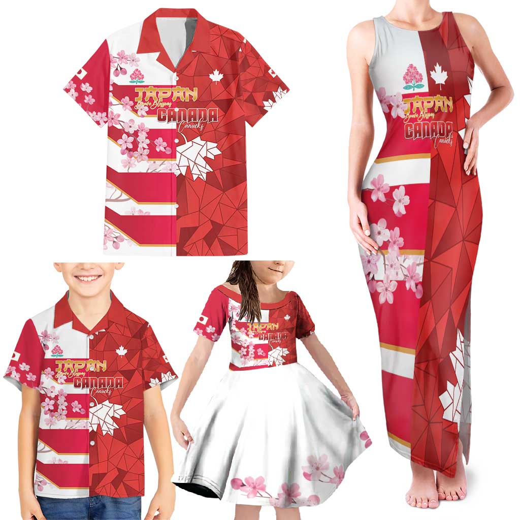 Canada and Japan Rugby Custom Family Matching Tank Maxi Dress and Hawaiian Shirt Canucks Brave Blossoms Together Pacific LT14 - Polynesian Pride