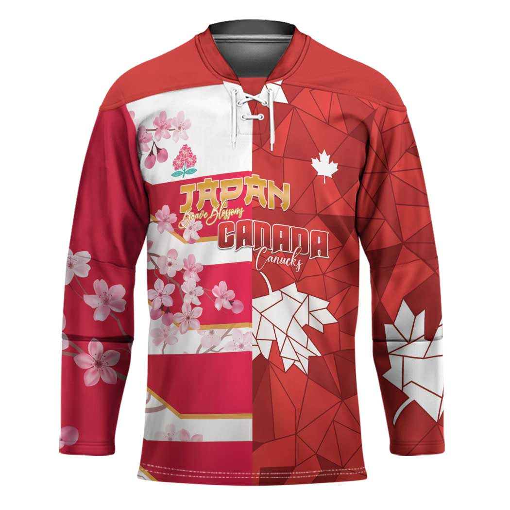 Canada and Japan Rugby Custom Hockey Jersey Canucks Brave Blossoms Together Pacific - Polynesian Pride