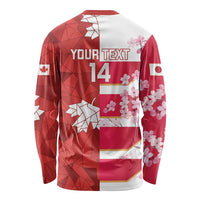 Canada and Japan Rugby Custom Long Sleeve Shirt Canucks Brave Blossoms Together Pacific - Polynesian Pride