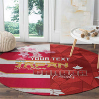 Canada and Japan Rugby Custom Round Carpet Canucks Brave Blossoms Together Pacific - Polynesian Pride