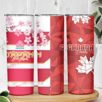 Canada and Japan Rugby Skinny Tumbler Canucks Brave Blossoms Together Pacific - Polynesian Pride