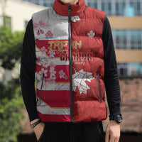 Canada and Japan Rugby Custom Sleeveless Puffer Jacket Canucks Brave Blossoms Together Pacific - Polynesian Pride