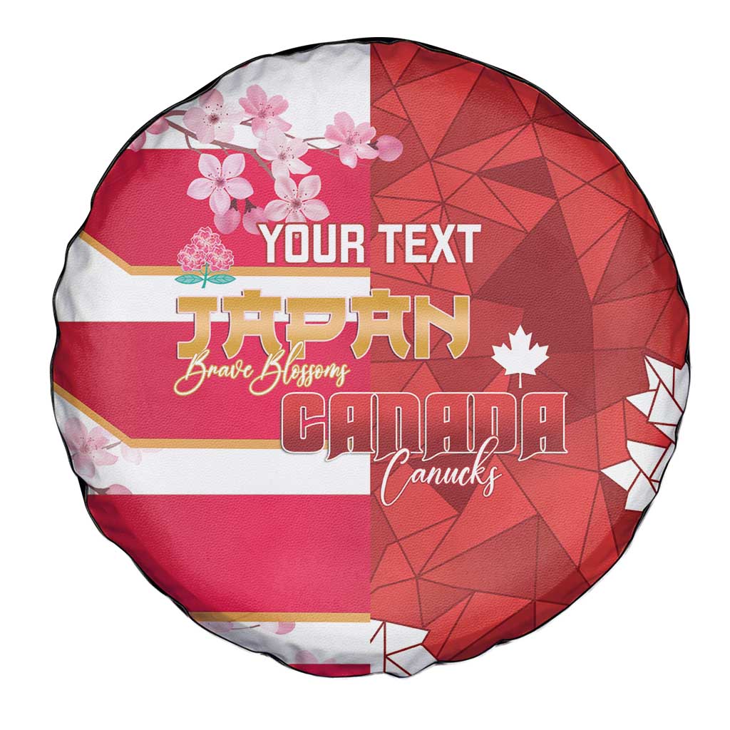Canada and Japan Rugby Custom Spare Tire Cover Canucks Brave Blossoms Together Pacific LT14 - Polynesian Pride