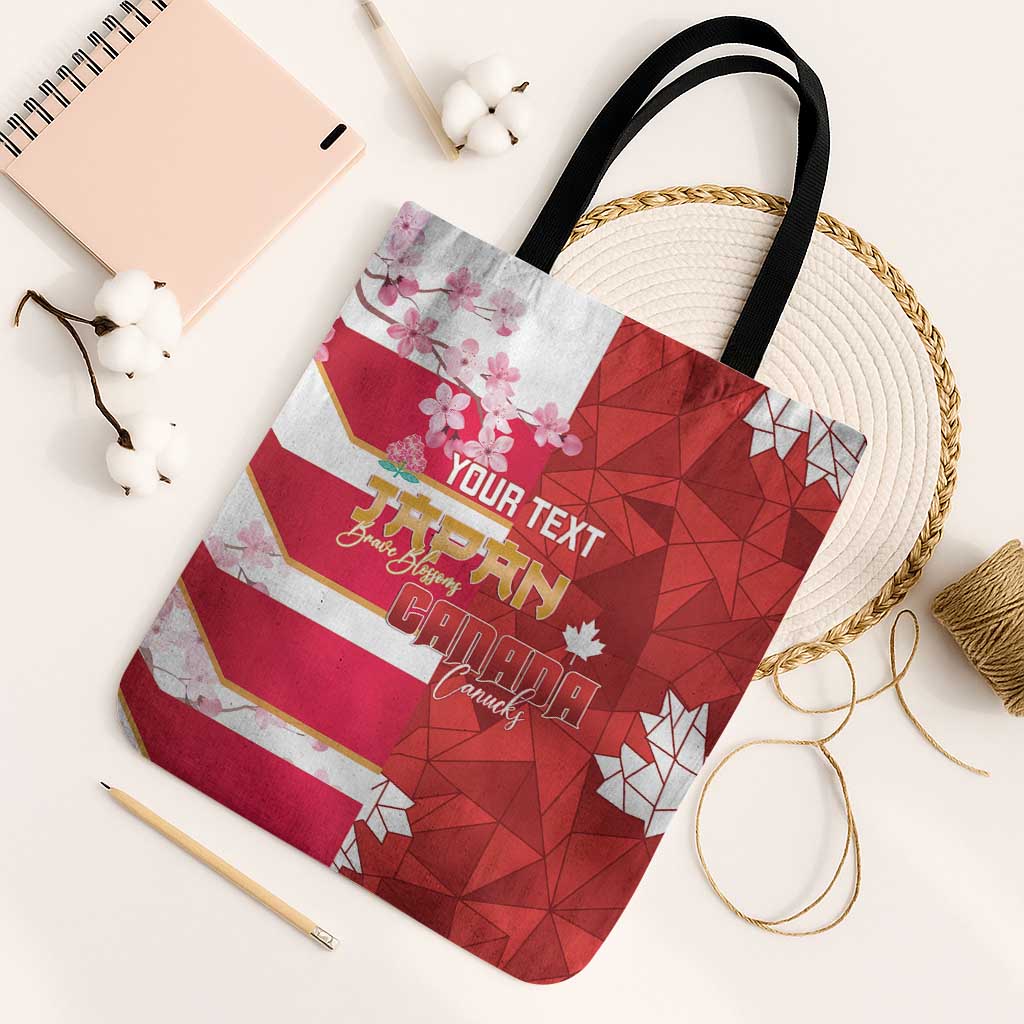Canada and Japan Rugby Custom Tote Bag Canucks Brave Blossoms Together Pacific - Polynesian Pride