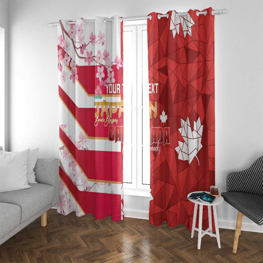 Canada and Japan Rugby Custom Window Curtain Canucks Brave Blossoms Together Pacific - Polynesian Pride