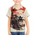 Samurai Warrior Japan Family Matching Off The Shoulder Long Sleeve Dress and Hawaiian Shirt Red-blossomed Tree Classic Japanese Stylized - Polynesian Pride