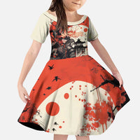 Samurai Warrior Japan Family Matching Puletasi and Hawaiian Shirt Red-blossomed Tree Classic Japanese Stylized - Polynesian Pride