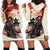 Samurai Warrior Japan Hoodie Dress Red-blossomed Tree Classic Japanese Stylized - Polynesian Pride