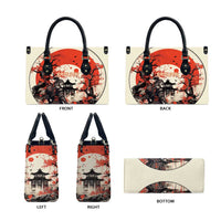 Samurai Warrior Japan Leather Bag Red-blossomed Tree Classic Japanese Stylized - Polynesian Pride