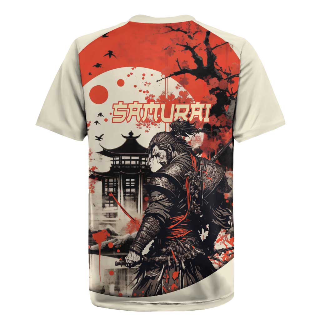 Samurai Warrior Japan Rugby Jersey Red-blossomed Tree Classic Japanese Stylized - Polynesian Pride