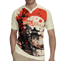Samurai Warrior Japan Rugby Jersey Red-blossomed Tree Classic Japanese Stylized - Polynesian Pride