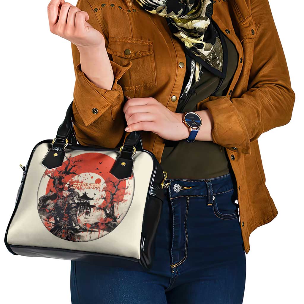 Samurai Warrior Japan Shoulder Handbag Red-blossomed Tree Classic Japanese Stylized - Polynesian Pride
