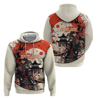 Samurai Warrior Japan Zip Hoodie Red-blossomed Tree Classic Japanese Stylized LT14 - Polynesian Pride